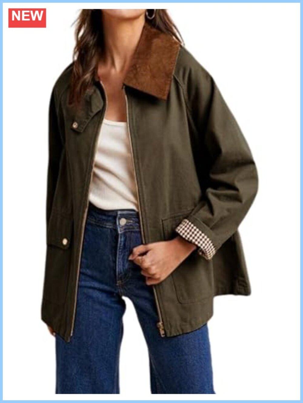 Barn Jacket Cotton Corduroy Collar Utility Coat Pockets